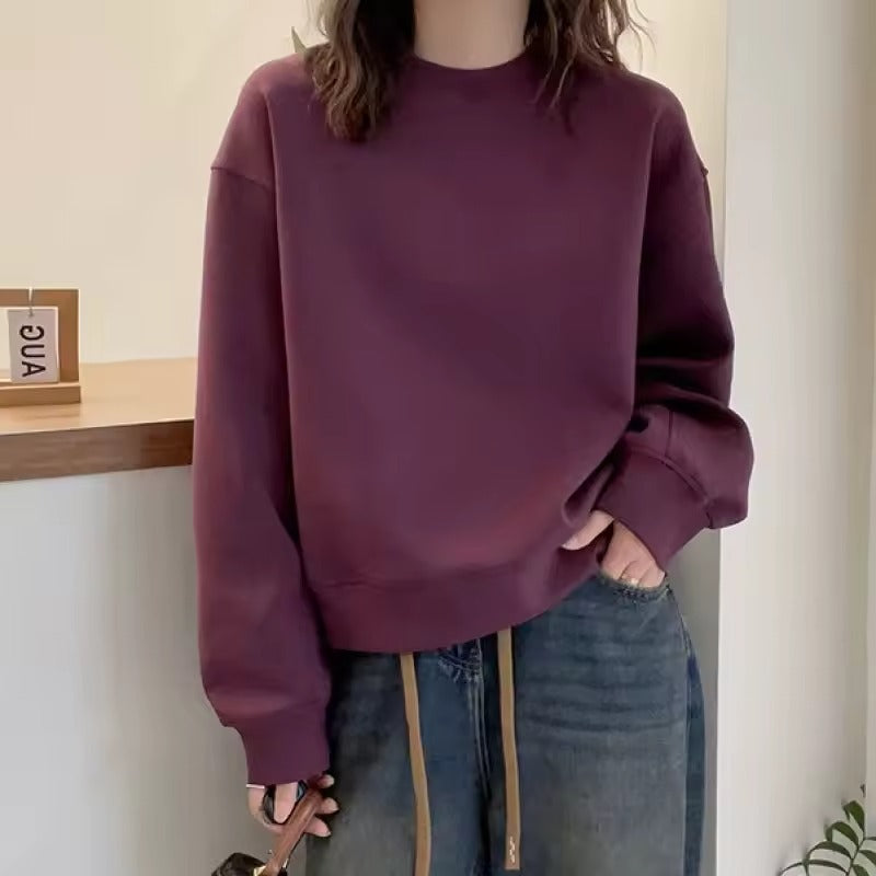 Short Crew Neck Sweatshirt Women's Loose Casual